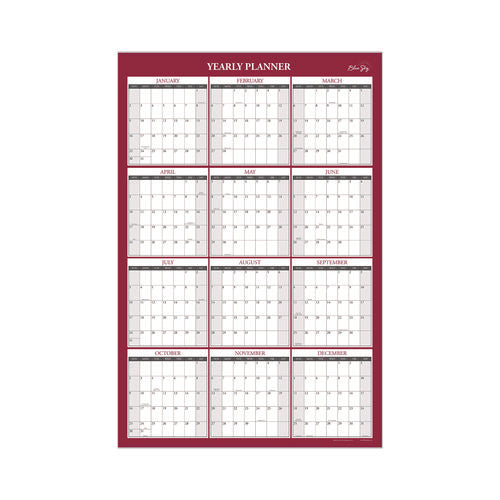 Blue Sky Classic Red Laminated Erasable Wall Calendar 36x24 White/red/gray Sheets 12-month (jan To Dec): 2025