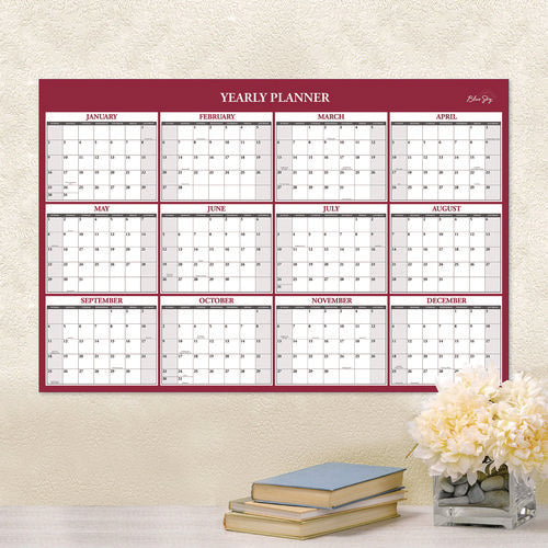 Blue Sky Classic Red Laminated Erasable Wall Calendar 36x24 White/red/gray Sheets 12-month (jan To Dec): 2025