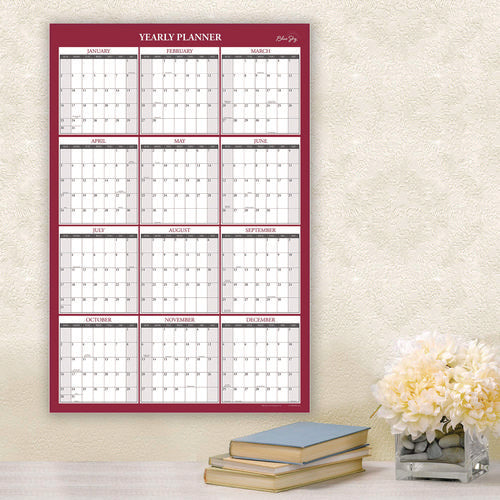 Blue Sky Classic Red Laminated Erasable Wall Calendar 36x24 White/red/gray Sheets 12-month (jan To Dec): 2025