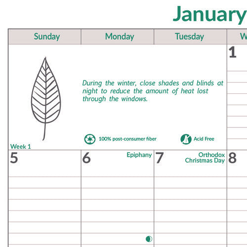 Brownline Ecologix Monthly Wall Calendar Ecologix Artwork 12x17 White/green Sheets 12-month (jan To Dec): 2025