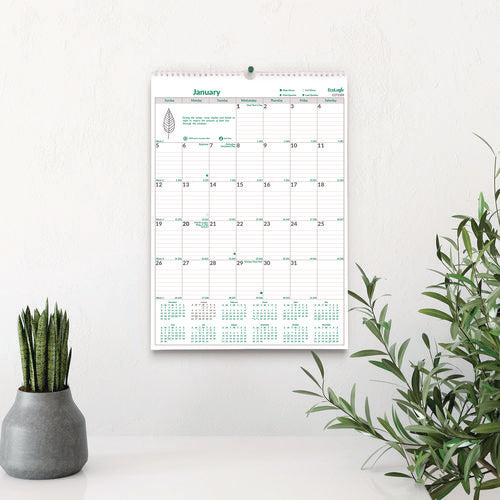 Brownline Ecologix Monthly Wall Calendar Ecologix Artwork 12x17 White/green Sheets 12-month (jan To Dec): 2025