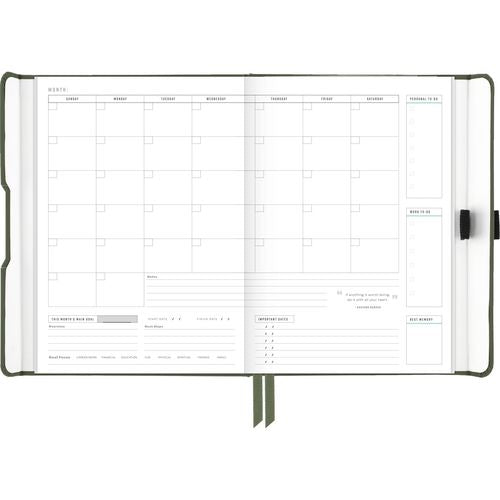 AT-A-GLANCE Foundation Undated Weekly/monthly Planner 8.5"x6.75" Green Cover 12-month: Undated