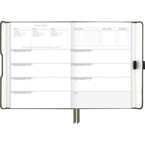 AT-A-GLANCE Foundation Undated Weekly/monthly Planner 8.5"x6.75" Green Cover 12-month: Undated