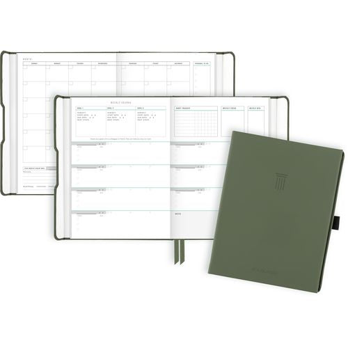 AT-A-GLANCE Foundation Undated Weekly/monthly Planner 8.5"x6.75" Green Cover 12-month: Undated