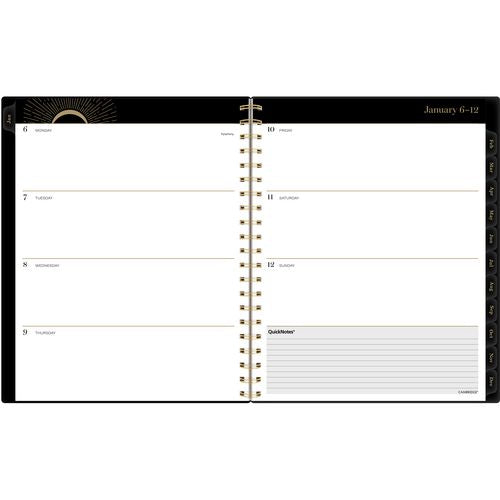 Cambridge Radiate Weekly/monthly Planner Stylized Solar-eclipse Artwork 11x9.25 Black/gold Cover 12-month (jan To Dec): 2025