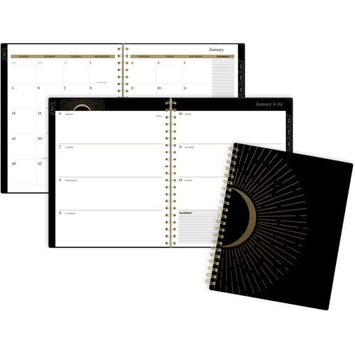 Cambridge Radiate Weekly/monthly Planner Stylized Solar-eclipse Artwork 11x9.25 Black/gold Cover 12-month (jan To Dec): 2025