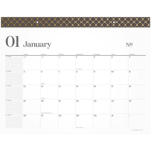 Cambridge Workstyle Monthly Desk Pad Calendar 21.75x17 White Sheets Brown/gold Headband Clear Corners 12-month (jan-dec): 2025