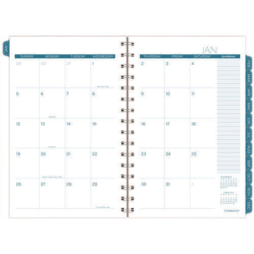 Cambridge Glacier Weekly/monthly Planner Glacier Artwork 8.5"x6.38" Blue/gray/silver Cover 12-month (jan To Dec): 2025