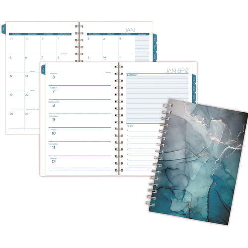 Cambridge Glacier Weekly/monthly Planner Glacier Artwork 8.5"x6.38" Blue/gray/silver Cover 12-month (jan To Dec): 2025