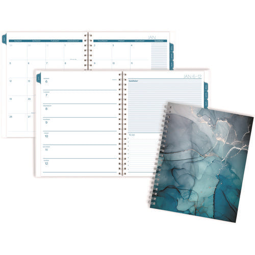 Cambridge Glacier Weekly/monthly Planner Glacier Artwork 11"x9.25" Blue/gray/silver Cover 12-month (jan To Dec): 2025