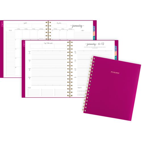 AT-A-GLANCE Harmony Weekly/monthly Poly Planner 8.88x7.69 Purple/gold Cover 13-month (jan To Jan): 2025 To 2026