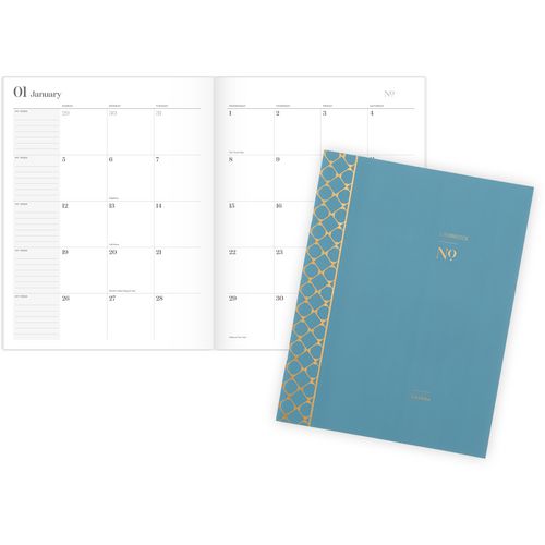 Cambridge Workstyle Monthly Stitched Planner Geometric Artwork 11x8.5 Seaside Blue/gold Cover 12-month (jan To Dec): 2025