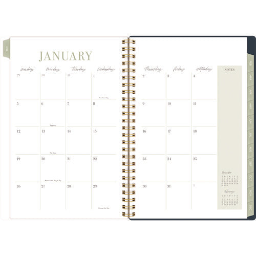 Cambridge Leah Bisch Weekly/monthly Floral Planner Floral Artwork 8.5"x6.38" Blue/white/gold Cover 12-month (jan To Dec): 2025