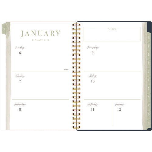 Cambridge Leah Bisch Weekly/monthly Floral Planner Floral Artwork 8.5"x6.38" Blue/white/gold Cover 12-month (jan To Dec): 2025