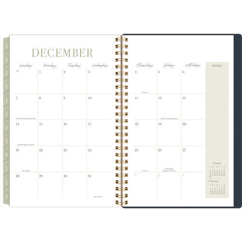 Cambridge Leah Bisch Weekly/monthly Floral Planner Floral Artwork 8.5"x6.38" Blue/white/gold Cover 12-month (jan To Dec): 2025