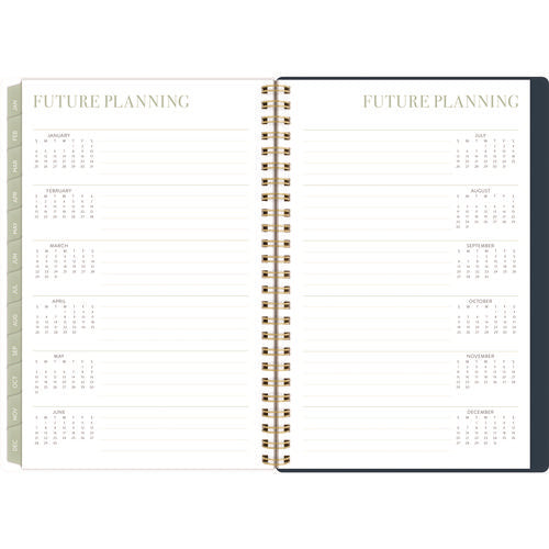 Cambridge Leah Bisch Weekly/monthly Floral Planner Floral Artwork 8.5"x6.38" Blue/white/gold Cover 12-month (jan To Dec): 2025