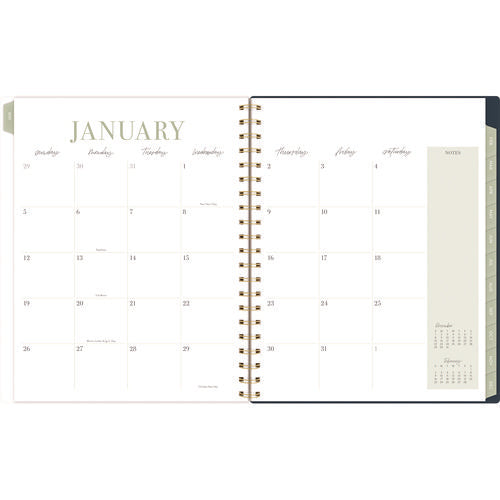 Cambridge Leah Bisch Weekly/monthly Floral Planner Floral Artwork 11"x9.25" Blue/white/gold Cover 12-month (jan To Dec): 2025