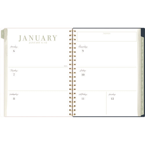 Cambridge Leah Bisch Weekly/monthly Floral Planner Floral Artwork 11"x9.25" Blue/white/gold Cover 12-month (jan To Dec): 2025