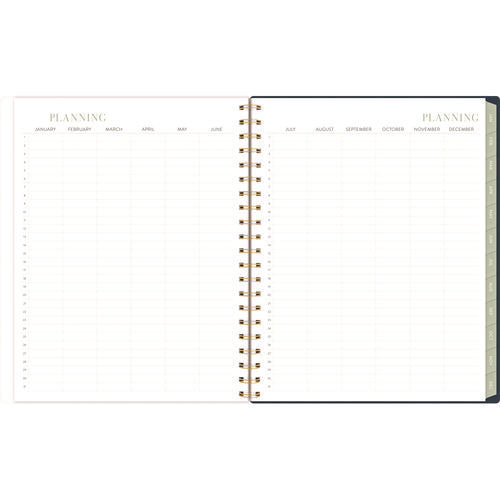 Cambridge Leah Bisch Weekly/monthly Floral Planner Floral Artwork 11"x9.25" Blue/white/gold Cover 12-month (jan To Dec): 2025