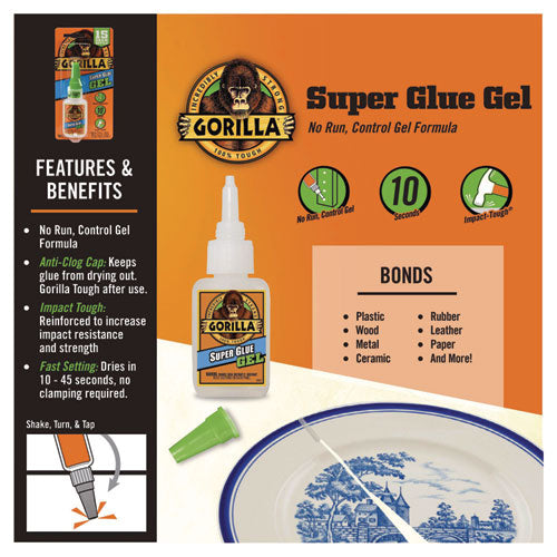 Gorilla Super Glue Gel 0.88 Oz Dries Clear