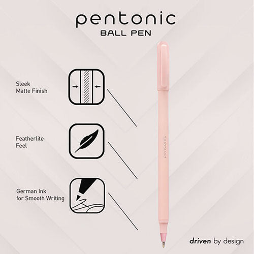 TOPS Pentonic Frost Pen Stick Fine 0.7 Mm Red Ink Pale Pink Barrel 10/pack