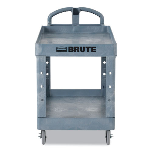 Rubbermaid Commercial Brute Heavy-duty Ergo Handle Utility Cart Plastic 2 Shelves 750 Lb Capacity 26"x55"x33.25" Gray