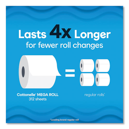 Cottonelle Ultra Cleancare Toilet Paper Strong Tissue Mega Rolls Septic Safe 1-ply White 284/roll 6 Rolls/pack 36 Rolls/Case