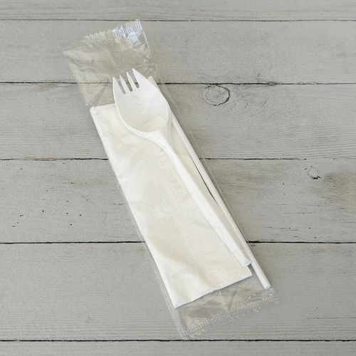 Boardwalk School Cutlery Kit Napkin/spork/straw White 1000/Case