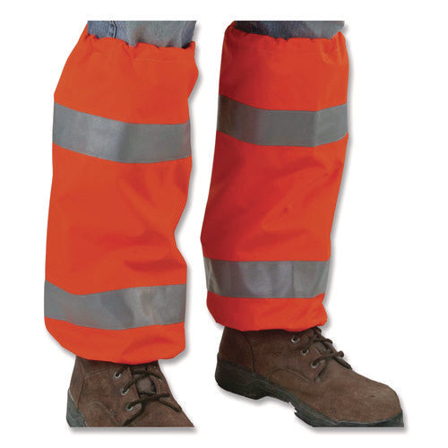 Ergodyne Glowear 8008 Class E Hi-vis Leg Gaiters Polyester With Polyurethane Coating One Size Fits Most Orange