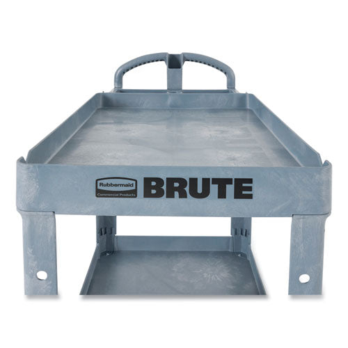 Rubbermaid Commercial Brute Heavy-duty Ergo Handle Utility Cart Plastic Two Shelves 500 Lb Capacity 25.5"x44"x39" Gray