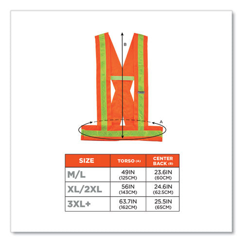 Ergodyne Glowear 8140ba Class 1 Breakaway Sash Polyester Medium/large Orange