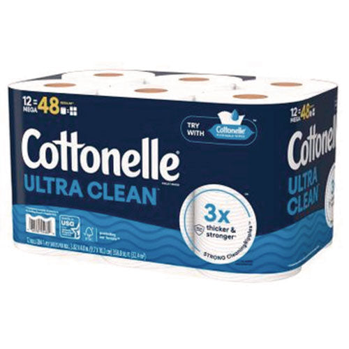 Cottonelle Ultra Cleancare Toilet Paper Strong Bath Tissue Septic Safe 1-ply White 284 Sheets/roll 12 Rolls/pack 4 Packs/Case