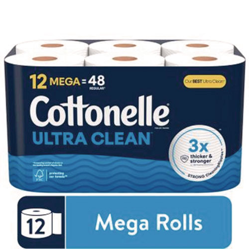 Cottonelle Ultra Cleancare Toilet Paper Strong Bath Tissue Septic Safe 1-ply White 284 Sheets/roll 12 Rolls/pack 4 Packs/Case