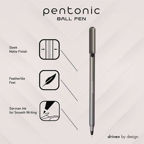 TOPS Pentonic Medium Point Ballpoint Pen 1 Mm Black Ink Charcoal Barrel 25/pack