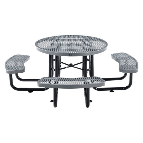 Global Industrial Expanded Steel Picnic Table Round 46" Diax29.5"h Gray Top Gray Base/legs