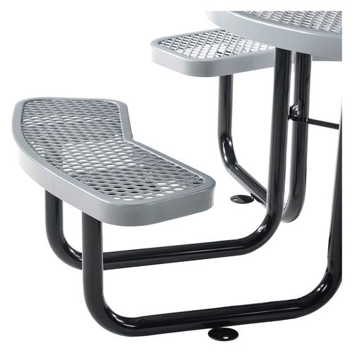 Global Industrial Expanded Steel Picnic Table Round 46" Diax29.5"h Gray Top Gray Base/legs