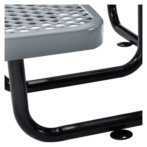 Global Industrial Expanded Steel Picnic Table Round 46" Diax29.5"h Gray Top Gray Base/legs