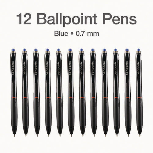 TOPS Pentonic Retractable Ballpoint Pen Fine 0.7 Mm Blue Ink Blue Barrel 12/pack