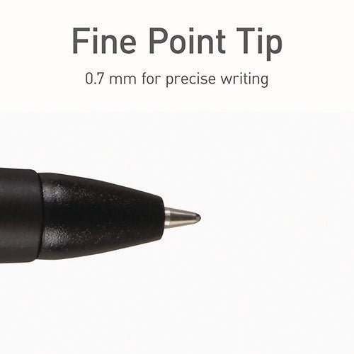 TOPS Pentonic Retractable Ballpoint Pen Fine 0.7 Mm Black Ink Black Barrel 12/pack