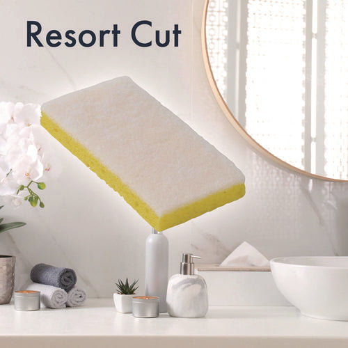 Americo Resort Cut Scrub Sponge Light Duty 6.25x3.18 White/yellow 40/Case