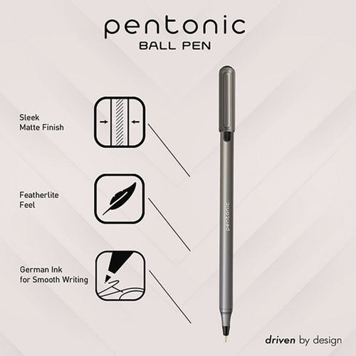 TOPS Pentonic Medium Point Ballpoint Pen 1 Mm Assorted Ink Colors Charcoal Gray Barrel 25/pack