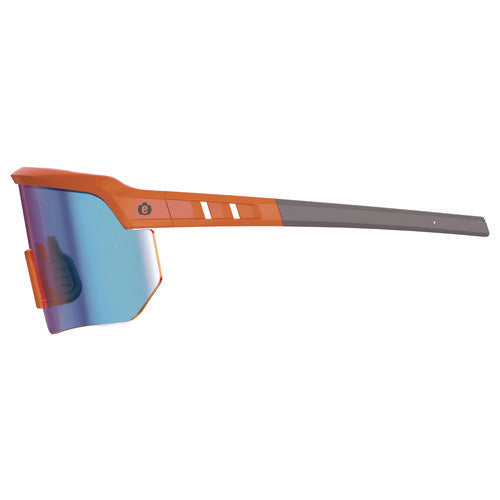 Ergodyne Skullerz Aegir-afaspm Anti-scratch And Enhanced Anti-fog Safety Glasses Orange Frame Blue Mirror Polycarb Lens