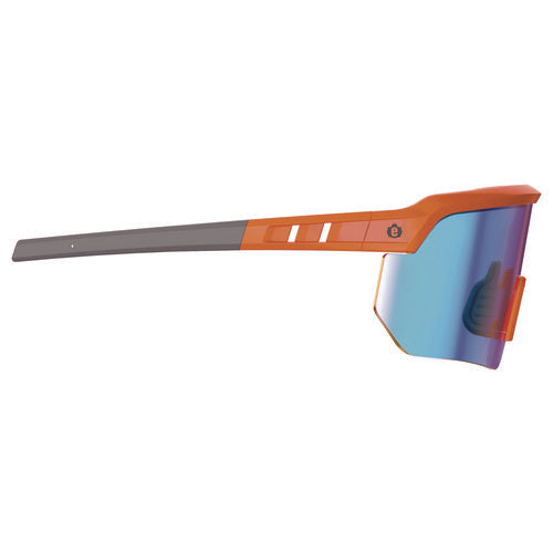 Ergodyne Skullerz Aegir-afaspm Anti-scratch And Enhanced Anti-fog Safety Glasses Orange Frame Blue Mirror Polycarb Lens