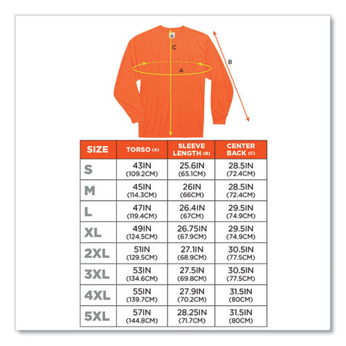 Ergodyne Glowear 8091 Non-certified Hi-vis Long Sleeve Shirt 2x-large Orange