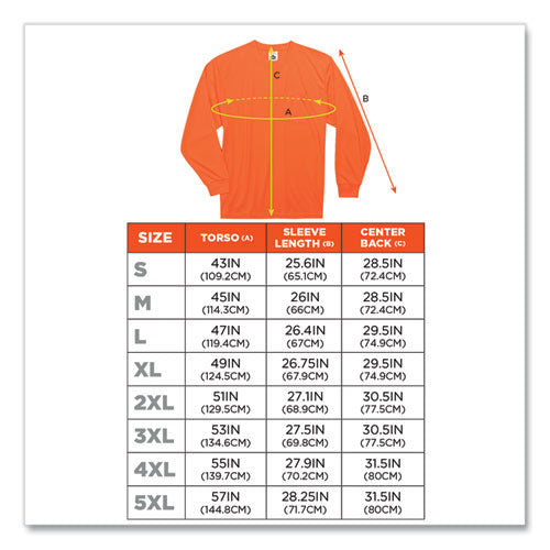 Ergodyne Glowear 8091 Non-certified Hi-vis Long Sleeve Shirt Small Orange