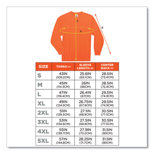 Ergodyne Glowear 8091 Non-certified Hi-vis Long Sleeve Shirt Medium Orange