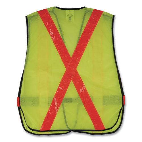 Ergodyne Glowear 8080bax Non-certified X-back Hi-vis Safety Vest Polyester One Size Fits Most Lime/orange