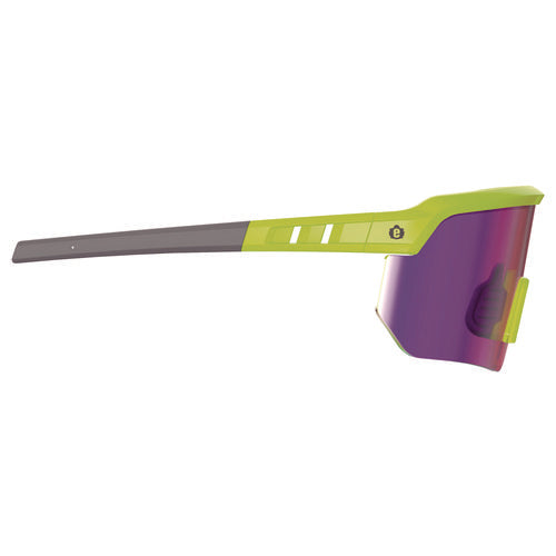 Ergodyne Skullerz Aegir-afaspm Anti-scratch And Enhanced Anti-fog Safety Glasses Lime Frame Purple Mirror Polycarb Lens