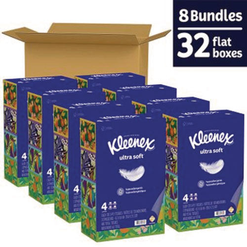 Kleenex Ultra Soft Facial Tissue 3-ply White 120/box 4 Boxes/pack 8 Packs/Case