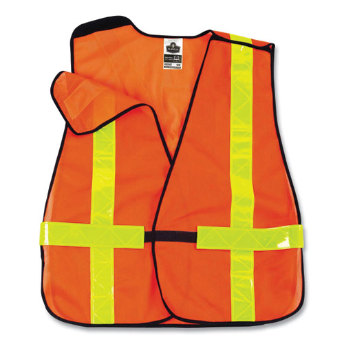 Ergodyne Glowear 8080bax Non-certified X-back Hi-vis Safety Vest Polyester One Size Fits Most Orange/yellow